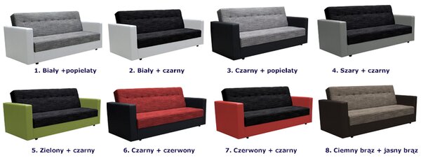 Wersalka rozkładana biały + czarny E1-Z48