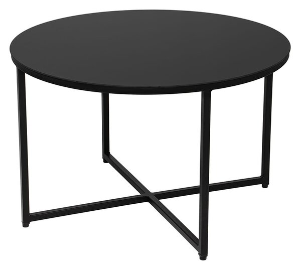 Okrągły stolik kawowy KDS01 czarny blat ze szkła hartowanego z czarną podstawą