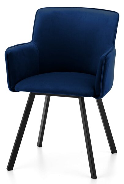 Krzesło tapicerowane SK143 niebieskie welurowe nowoczesne loft