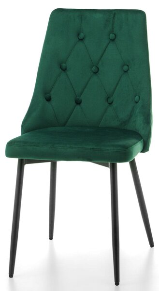 Krzesło tapicerowane do jadalni SK87 zielone welurowe nowoczesne loft