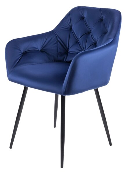 Krzesło tapicerowane do salonu SK70 niebieskie welurowe, nowoczesne loft