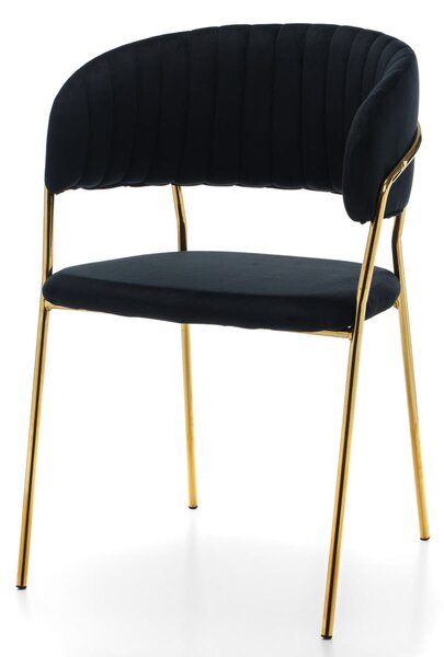 Krzesło glamour tapicerowane czarne SK44 ze złotymi nogami