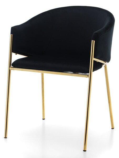 Krzesło tapicerowane SK51 czarne ze złotymi nogami glamour