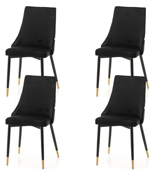 Zestaw 4 krzeseł tapicerowanych Adda czarne welurowe nowoczesne loft