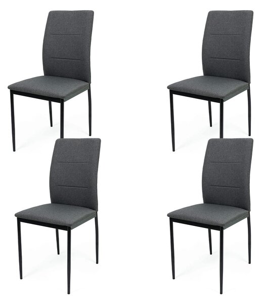Zestaw 4 krzeseł tapicerowanych SK59 ciemnoszare tkanina nowoczesne