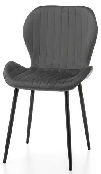 Krzesło tapicerowane do jadalni SK81 szare welurowe, nowoczesne loft