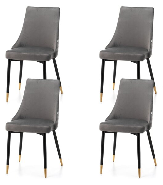 Zestaw 4 krzeseł tapicerowanych Adda ciemnoszare welurowe nowoczesne loft