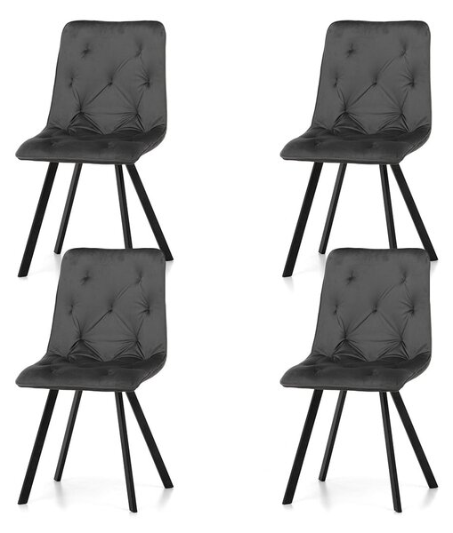 Zestaw 4 krzeseł tapicerowanych SK61 ciemnoszare welurowe nowoczesne loft