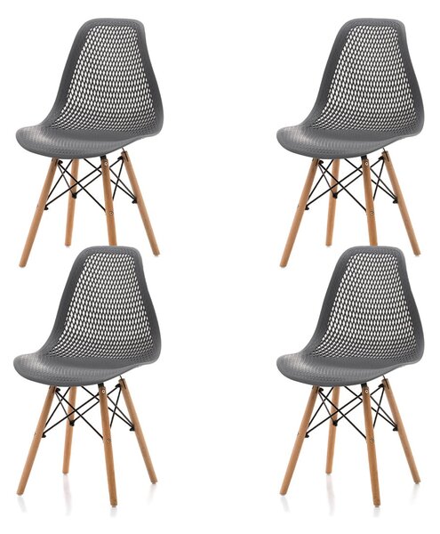 Zestaw 4 krzeseł skandynawskich SK38 szare z drewnianymi nogami
