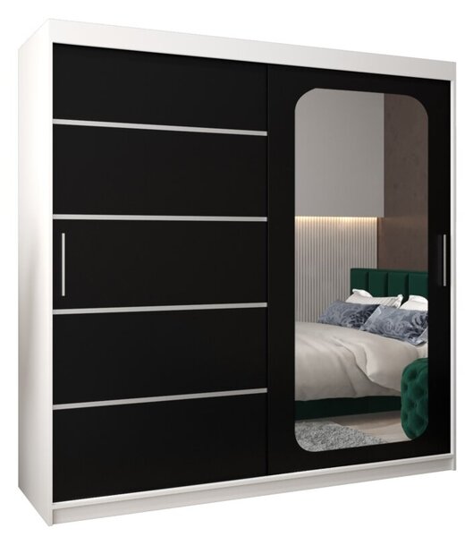 Szafa przesuwna garderoba Promo V2 200 wys. 200 cm biaÅy + czarny