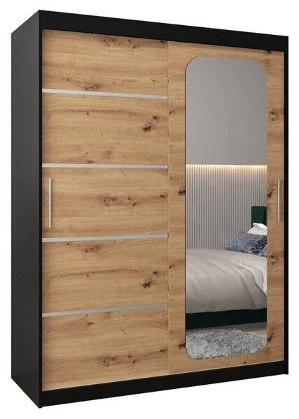 Szafa przesuwna garderoba Promo V2 150 wys. 200 cm czarny + artisan
