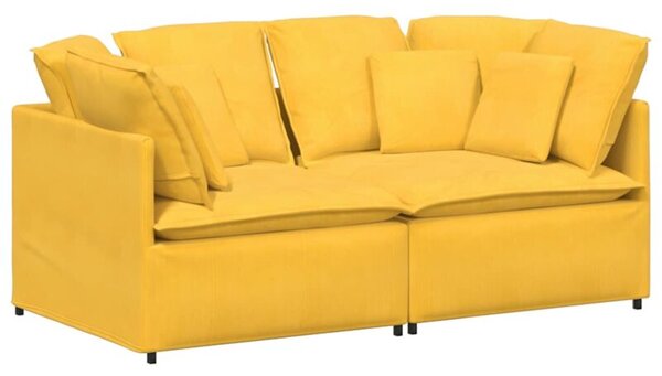 Sofa moduÅowa z poduszkami tkanina sztruksowa jasnoÅ¼Ã³Åta