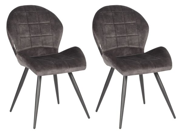 LABEL51 Krzesła stołowe Sil, 2 szt., 51x64x87 cm, antracytowe, welur