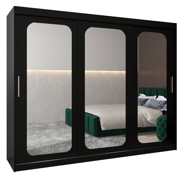 Szafa przesuwna garderoba Promo T3 250 wys. 200 cm czarny + czarny