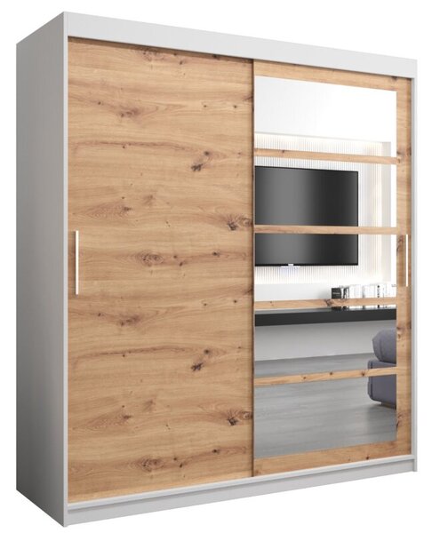 Szafa przesuwna garderoba Roma 1 180 wys. 200 cm biaÅy + artisan