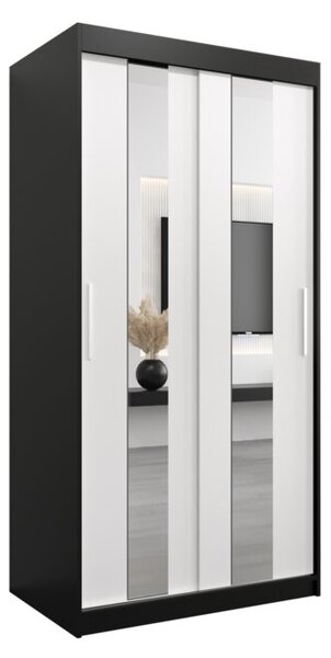 Szafa przesuwna garderoba Pole 100 wys. 200 cm czarny + czarny