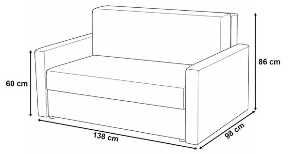 Sofa fotel amerykanka rozkładana Tedi 2 Czarna/Grafitowa