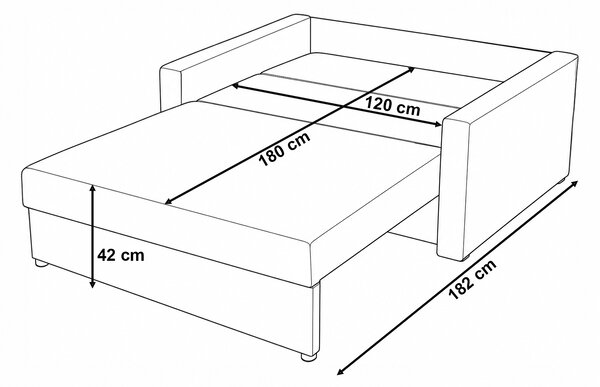 Sofa fotel amerykanka rozkładana Tedi 2 Czarna/Grafitowa