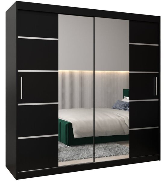 Szafa przesuwna garderoba Verona 4 200 wys. 200 cm czarny + czarny