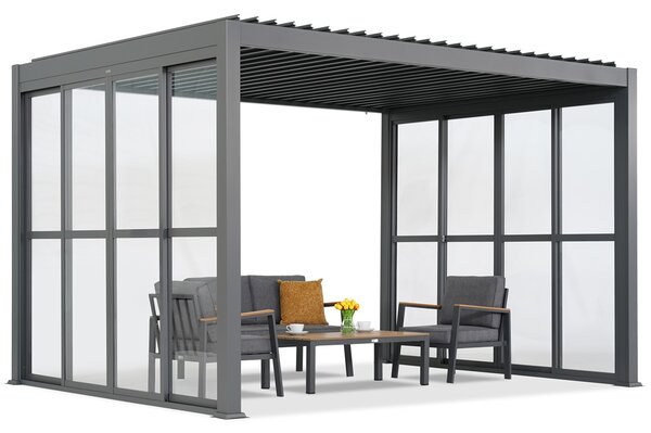 Pergola tarasowa wolnostojąca Lagos 3x3 z drzwiami na 3 boki Garden Point antracyt