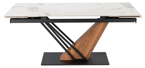 Stół Rozkładany Prostokątny REX 2 180-240 cm Ceramiczny Biały Marmur/Czarny do Jadalni Nowoczesny Loft