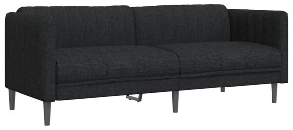 Sofa 3-osobowa, czarna, tapicerowana tkaninÄ