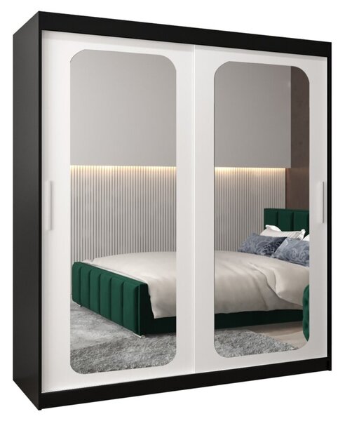 Szafa przesuwna garderoba Promo T3 180 wys. 200 cm czarny + czarny