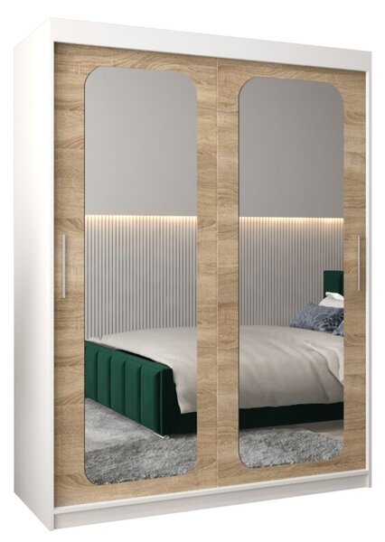 Szafa przesuwna garderoba Promo T3 150 wys. 200 cm biaÅy + sonoma