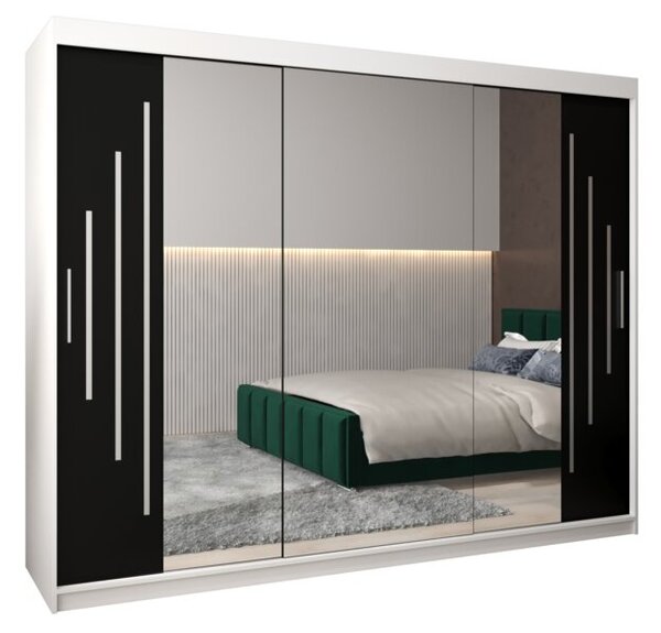 Szafa przesuwna garderoba York 2 250 wys. 200 cm biaÅy + czarny