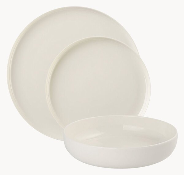 Komplet talerzy z porcelany Flow, dla 6 osób, 18 elem