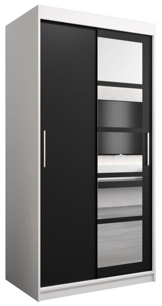 Szafa przesuwna garderoba Roma 1 100 wys. 200 cm biaÅy + czarny