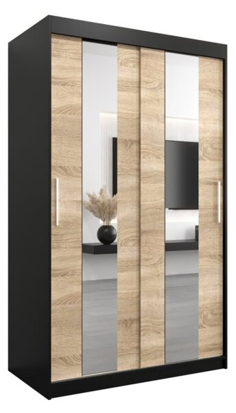 Szafa przesuwna garderoba Pole 120 wys. 200 cm czarny + sonoma