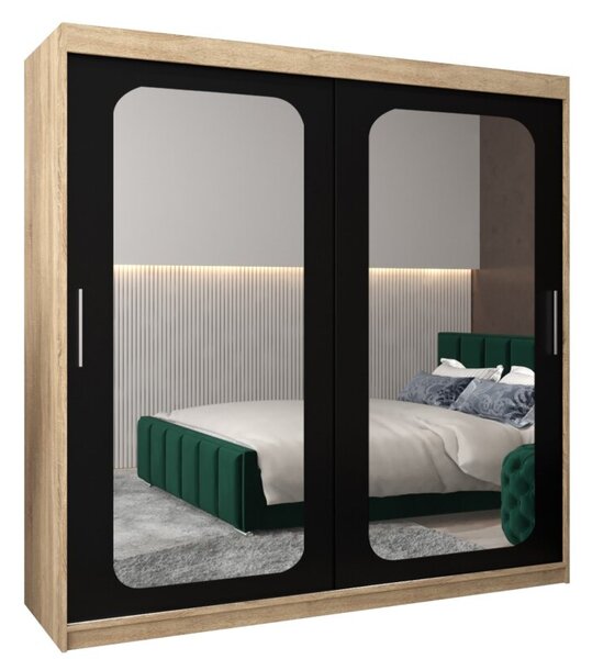 Szafa przesuwna garderoba Promo T3 200 wys. 200 cm sonoma + czarny