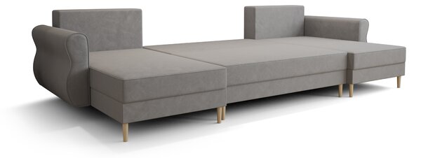 Rozkładana sofa narożna w kształcie U SILVIANO 300x140 cm, ciemnozielona + 2 poduszki GRATIS
