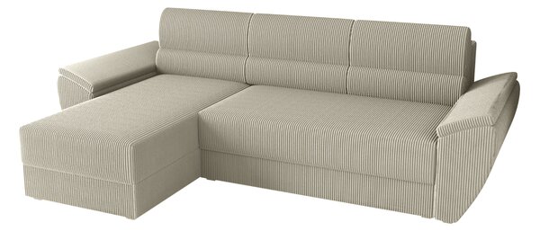 Rozkładana narożna sofa TAVERO 251x140 cm, jasnobeżowa, uniwersalna