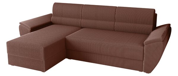 Rozkładana narożna sofa TAVERO 251x140 cm, ciemnoróżowa, uniwersalna