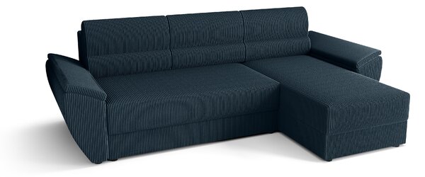 Rozkładana narożna sofa TAVERO 251x140 cm, ciemnoniebieska, uniwersalna