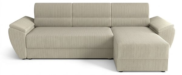 Rozkładana narożna sofa TAVERO 251x140 cm, jasnobeżowa, uniwersalna