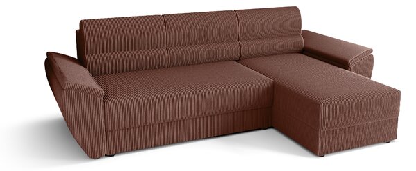 Rozkładana narożna sofa TAVERO 251x140 cm, ciemnoróżowa, uniwersalna