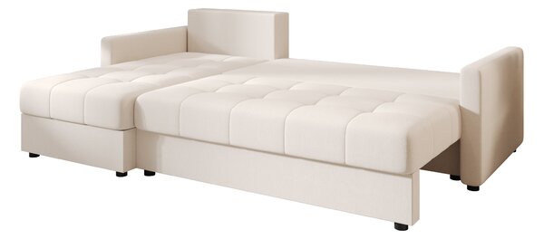 Rozkładana narożna sofa VENORIA 220x143 cm, kremowa, uniwersalna + 2 poduszki GRATIS