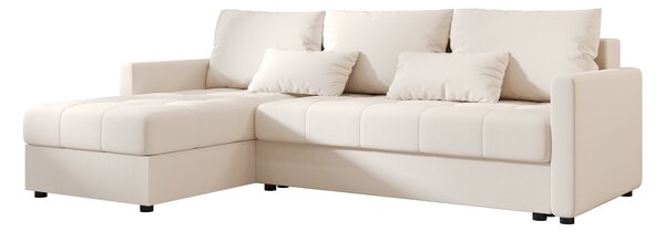 Rozkładana narożna sofa VENORIA 220x143 cm, kremowa, uniwersalna + 2 poduszki GRATIS