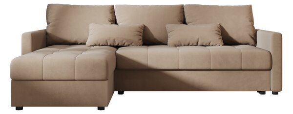 Rozkładana narożna sofa VENORIA 220x143 cm, beżowa, uniwersalna + 2 poduszki GRATIS