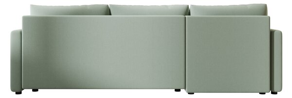Rozkładana narożna sofa VENORIA 220x143 cm, jasnozielona, uniwersalna + 2 poduszki GRATIS