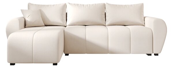 Rozkładana narożna sofa SEVIO 246x145 cm, kremowa, uniwersalna + 2 poduszki GRATIS