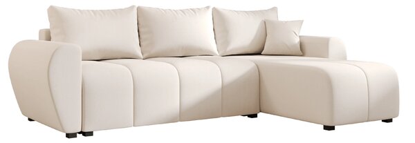 Rozkładana narożna sofa SEVIO 246x145 cm, kremowa, uniwersalna + 2 poduszki GRATIS
