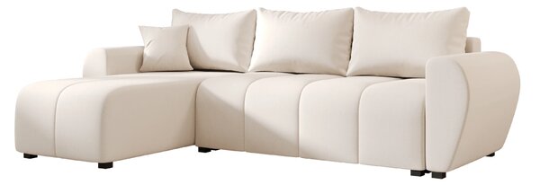 Rozkładana narożna sofa SEVIO 246x145 cm, kremowa, uniwersalna + 2 poduszki GRATIS