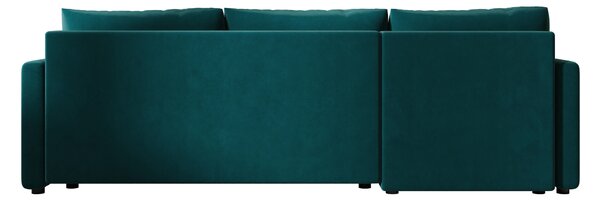 Rozkładana narożna sofa VENORIA 220x143 cm, petrolowa, uniwersalna + 2 poduszki GRATIS