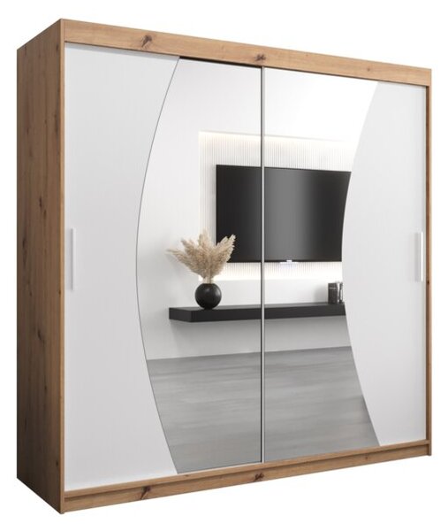 Szafa przesuwna garderoba Wave 200 wys. 200 cm artisan + biaÅy