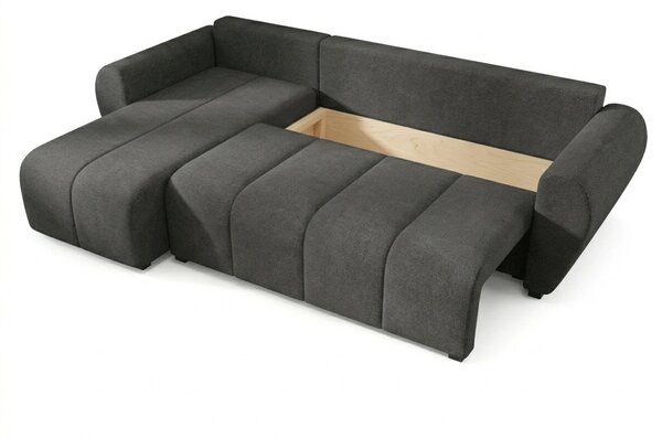 Rozkładana narożna sofa SEVIO 246x145 cm, ciemnoszara, uniwersalna + 2 poduszki GRATIS