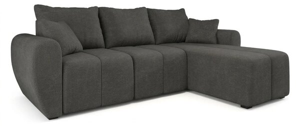 Rozkładana narożna sofa SEVIO 246x145 cm, ciemnoszara, uniwersalna + 2 poduszki GRATIS